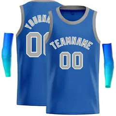 Blue Gray-White Classic Casual Basketball Jersey