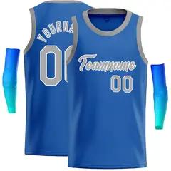 Blue Gray-White Classic Casual Basketball Jersey