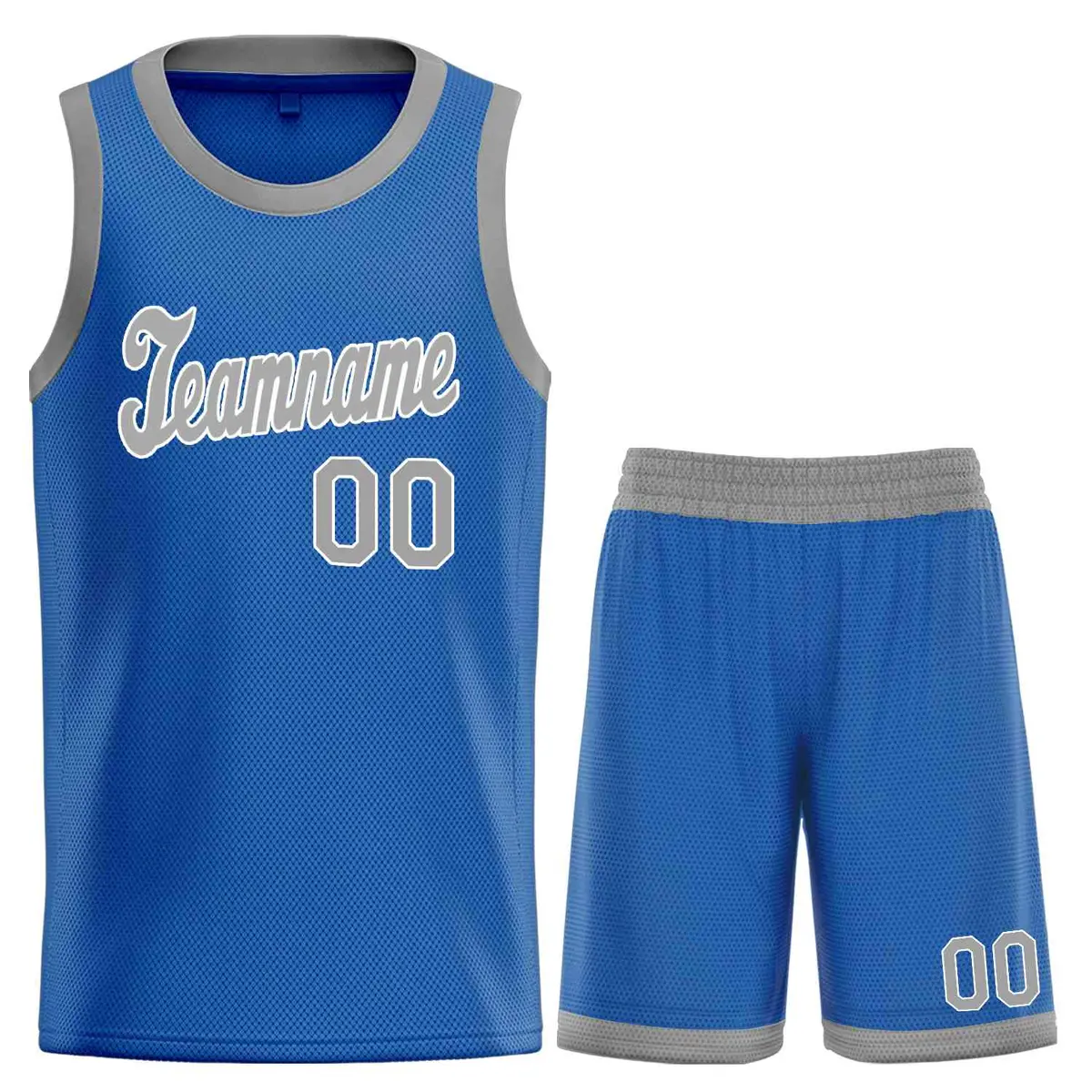 Blue Gray-White Classic Sets Basketball Uniform Jersey