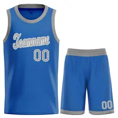 Blue Gray-White Classic Sets Basketball Uniform Jersey