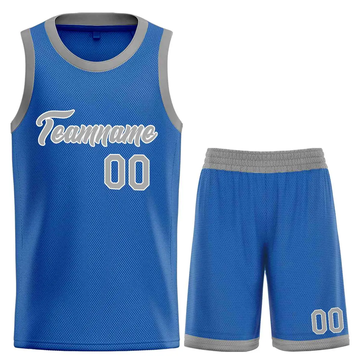 Blue Gray-White Heal Classic Basketball Jersey Uniform Set