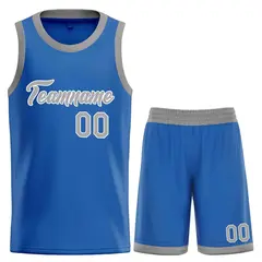 Blue Gray-White Heal Classic Basketball Jersey Uniform Set
