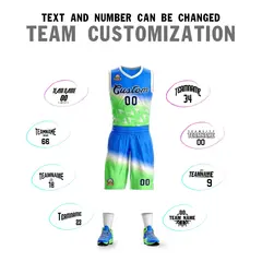 Blue Green-Black Gradient Slash Basketball Jersey 4
