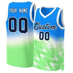 Blue Green-Black Gradient Slash Fashion Basketball Jersey 1