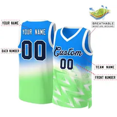 Blue Green-Black Gradient Slash Fashion Basketball Jersey 2