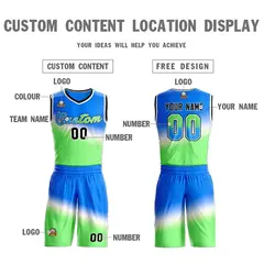 Blue Green-Blue Gradient Slash Basketball Jersey 3