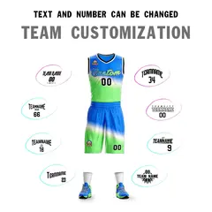 Blue Green-Blue Gradient Slash Basketball Jersey 4