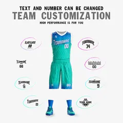 Blue Green Double Side Basketball Jersey 2
