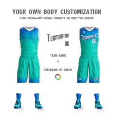Blue Green Double Side Basketball Jersey 3