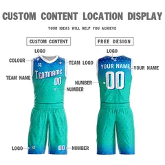Blue Green Double Side Basketball Jersey 4