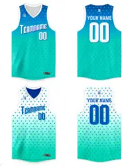 Blue Green Reversible Men/Youth Basketball Jersey 1