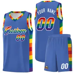 Blue LGBT Rainbow Pride Month Basketball Uniform Jersey