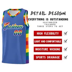 Blue LGBT Rainbow Pride Month Basketball Uniform Jersey 2