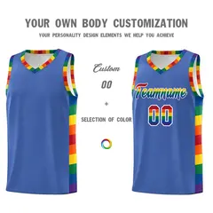 Blue LGBT Rainbow Pride Month Basketball Uniform Jersey 3