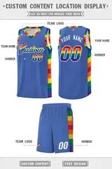 Blue LGBT Rainbow Pride Month Basketball Uniform Jersey 5