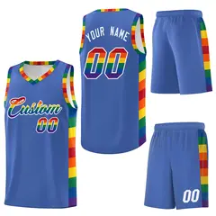 Blue LGBT Rainbow Pride Month Basketball Uniform Jersey 6
