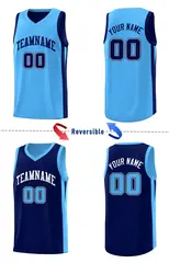Blue Navy Double Side Basketball Jersey 4