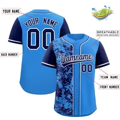 Blue Navy Split Graffiti Raglan Sleeve Baseball Jersey 2