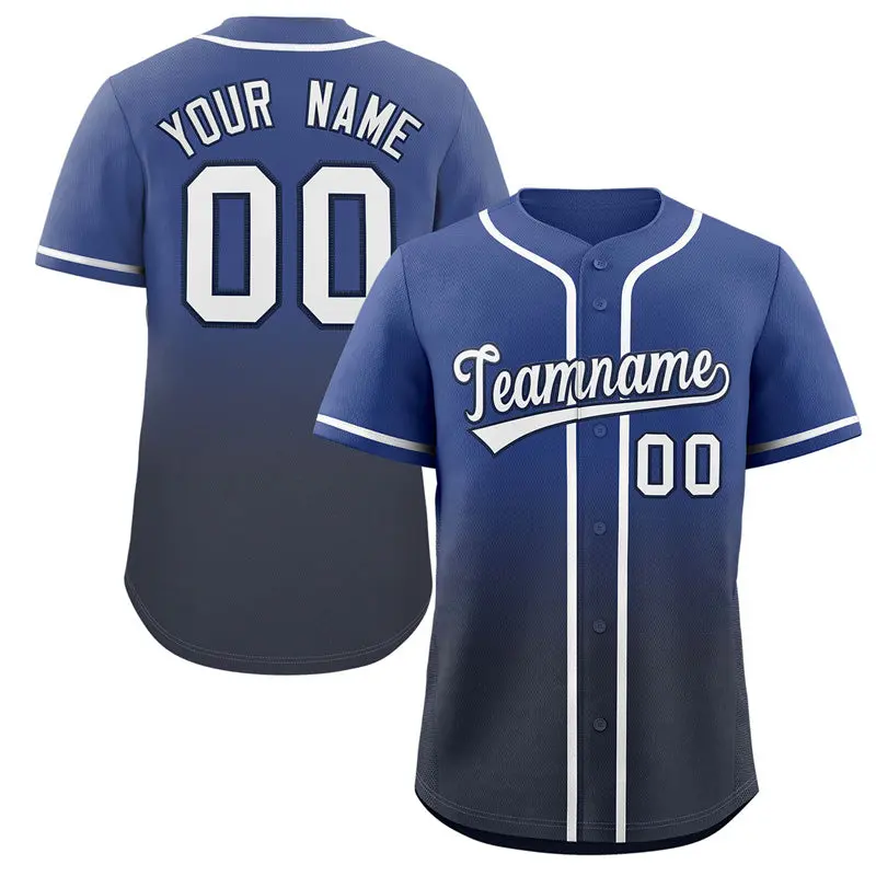 Blue Navy-White Gradient Fashion Baseball Jersey