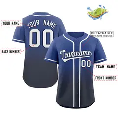 Blue Navy-White Gradient Fashion Baseball Jersey 2