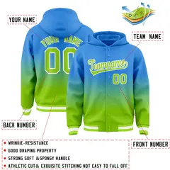 Blue Neon Green Gradient Varsity Letterman Jacket Hoodie 4