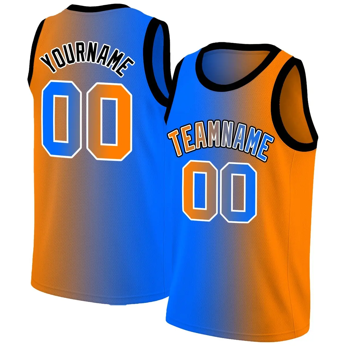 Blue Orange-Black Gradient Fashion Basketball Jersey