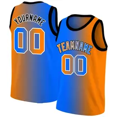 Blue Orange-Black Gradient Fashion Basketball Jersey