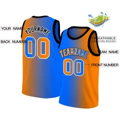 Blue Orange-Black Gradient Fashion Basketball Jersey 2