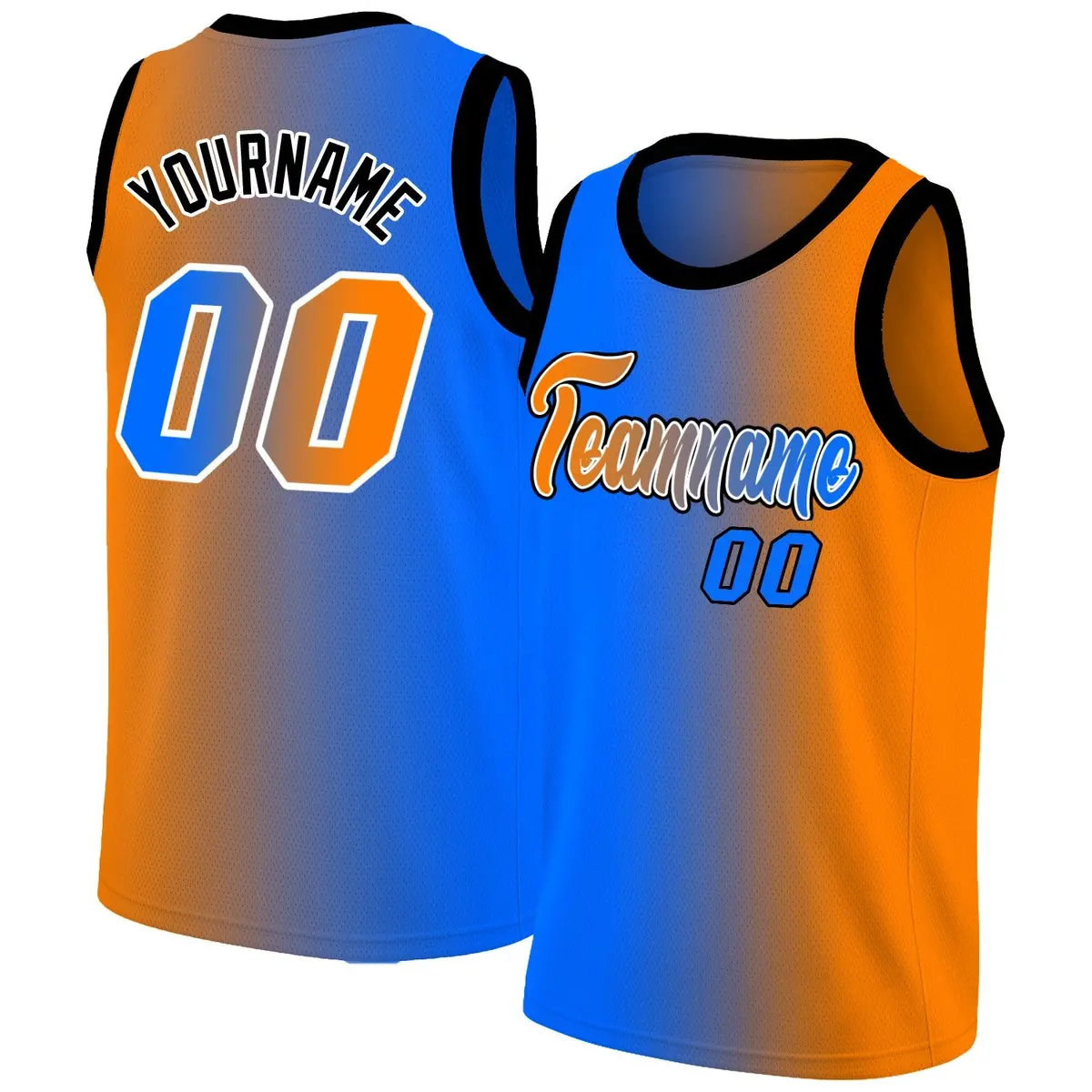 Blue Orange-Black Gradient Fashion Basketball Jersey