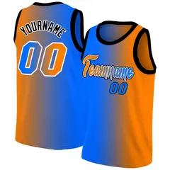 Blue Orange-Black Gradient Fashion Basketball Jersey 1