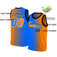 Blue Orange-Black Gradient Fashion Basketball Jersey 2