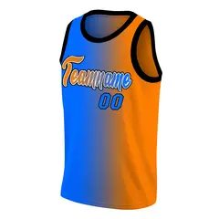 Blue Orange-Black Gradient Fashion Basketball Jersey 3