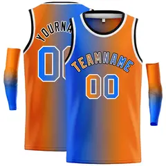 Blue Orange Black-Orange Gradient Bull Basketball Jersey 1