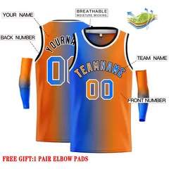Blue Orange Black-Orange Gradient Bull Basketball Jersey 2