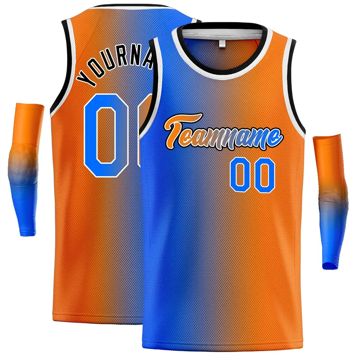 Blue Orange Black-Orange Gradient Heal Basketball Jersey