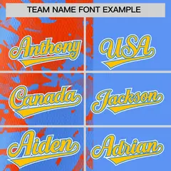 Blue Orange Split Graffiti Raglan Sleeve Baseball Jersey 3