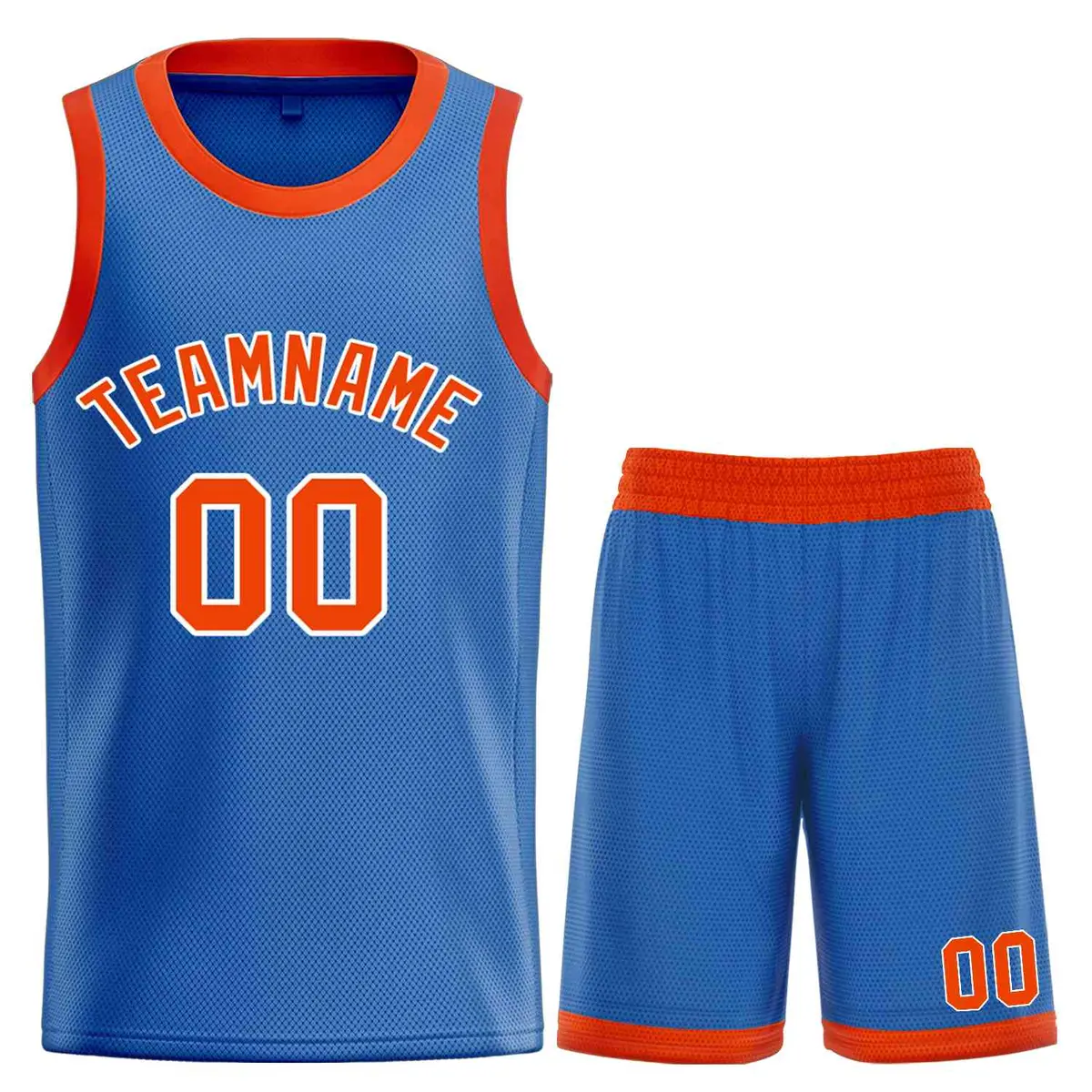 Blue Orange-White Bull Classic Sets Curved Basketball Jersey
