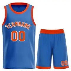 Blue Orange-White Bull Classic Sets Curved Basketball Jersey