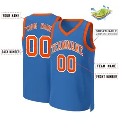 Blue Orange-White Classic Basketball Jersey 2
