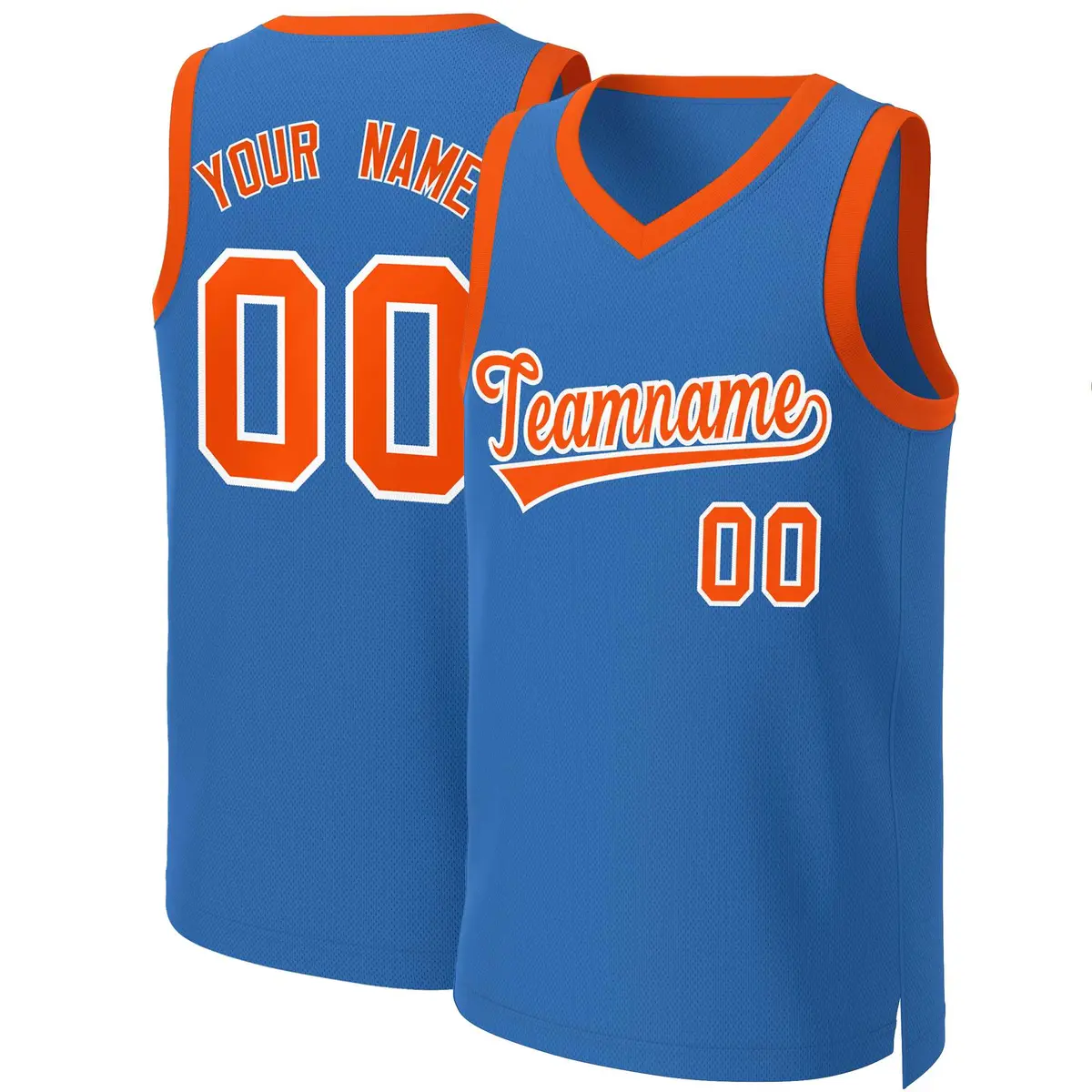 Blue Orange-White Classic Basketball Jersey