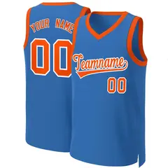Blue Orange-White Classic Basketball Jersey