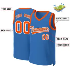 Blue Orange-White Classic Basketball Jersey 2