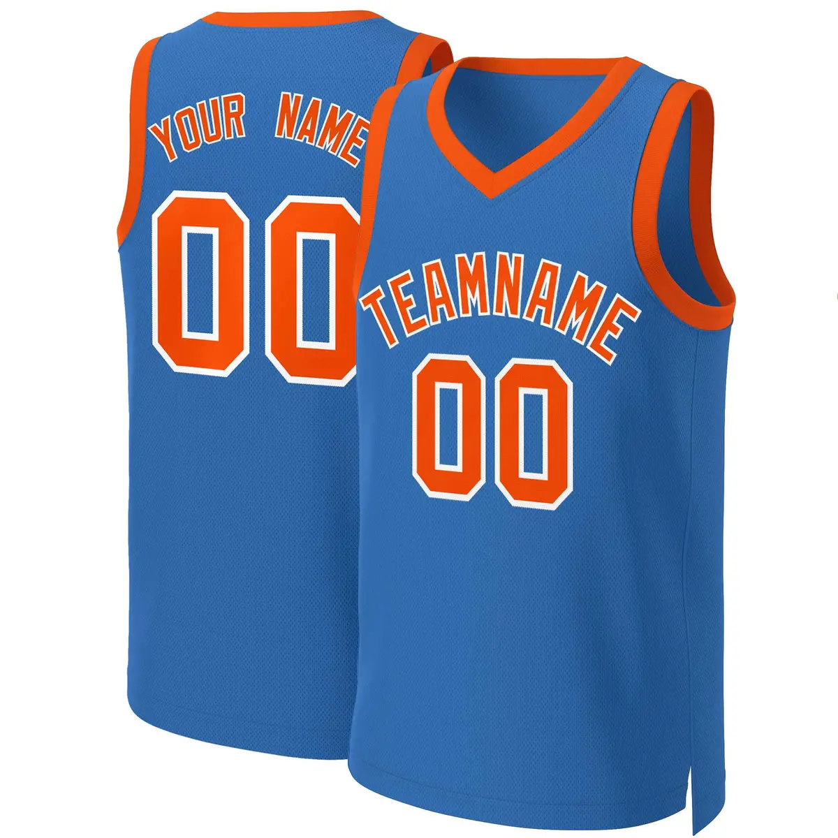 Blue Orange-White Classic Basketball Jersey