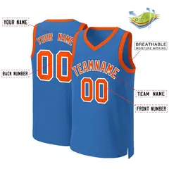 Blue Orange-White Classic Basketball Jersey 2