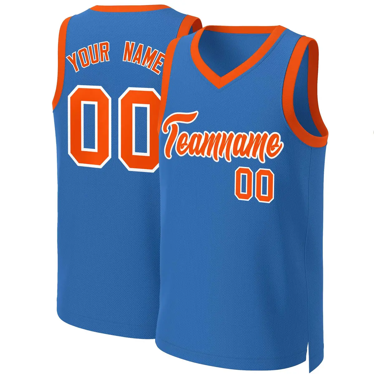 Blue Orange-White Classic Basketball Jersey