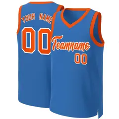 Blue Orange-White Classic Basketball Jersey 1