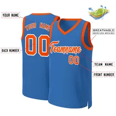 Blue Orange-White Classic Basketball Jersey 2