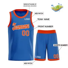 Blue Orange-White Classic Sets Basketball Uniform Jersey 3