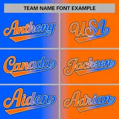 Blue Orange-White Gradient Varsity Letterman Bomber Jacket 3