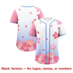 Blue Pink Cherry Blossom Graffiti Baseball Jersey 7